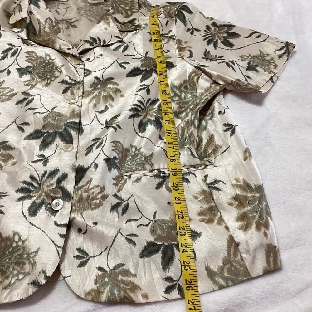 Dressbarn Vtg Y2K Floral Button Down Shirt Cream and Green 14W Camp - Picture 5 of 6